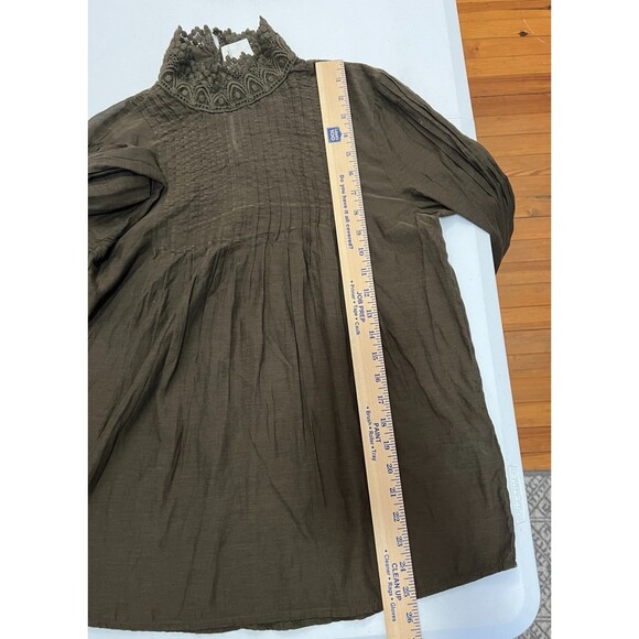 H&M L.O.G.G. Women's Green Long Sleeve Blouse with Lace Details Size 4 - Picture 8 of 9